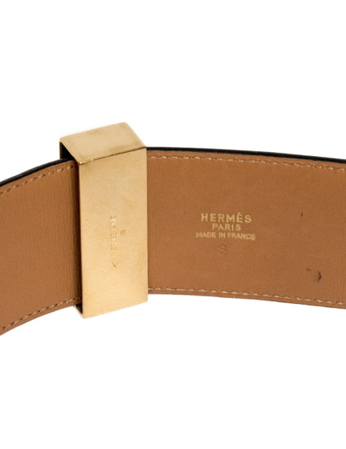 Ceinture Médor HERMES cuir box noir t65