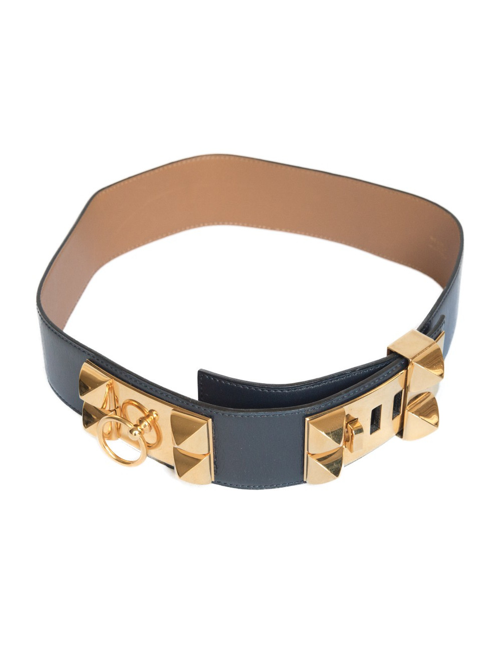 Ceinture Médor HERMES cuir bleu
