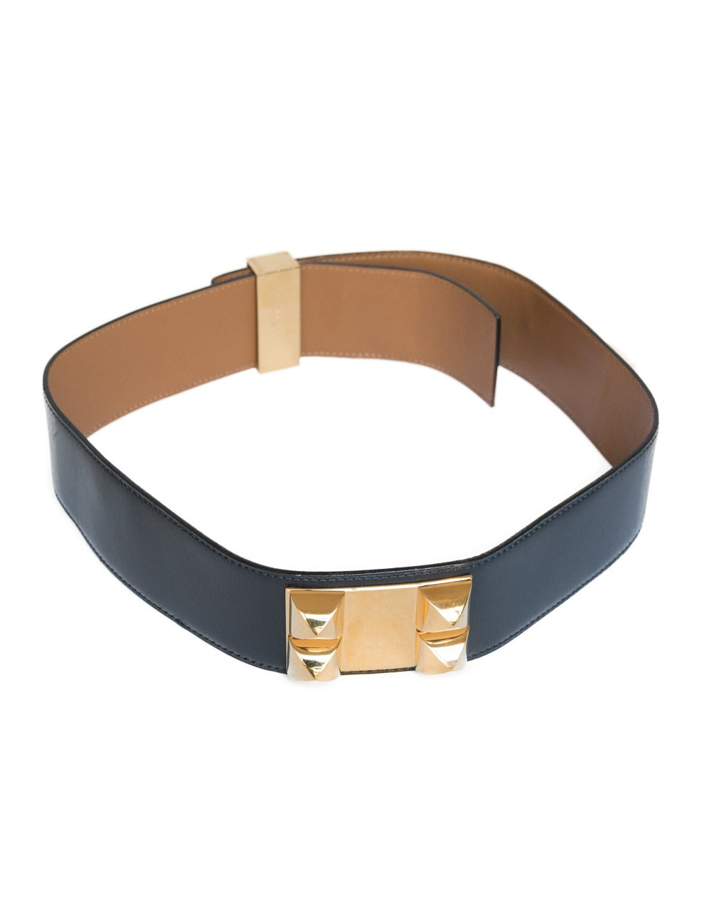 Ceinture Médor HERMES cuir bleu