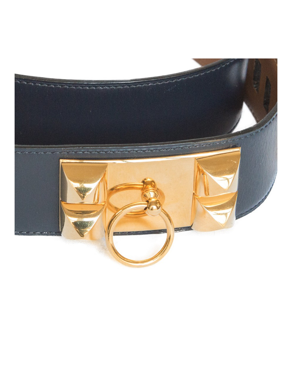 Ceinture Médor HERMES cuir bleu