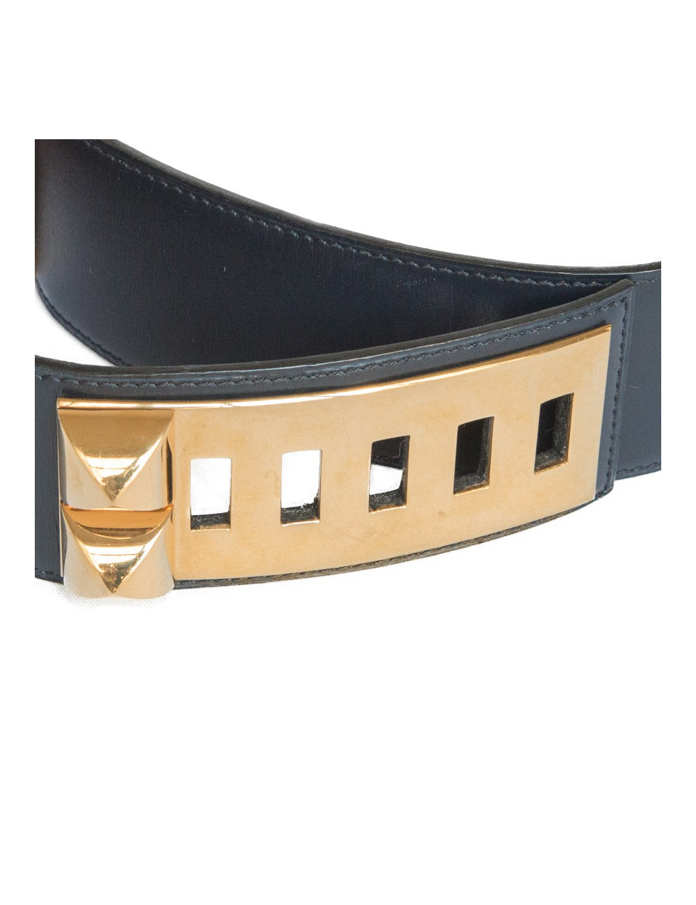 Ceinture Médor HERMES cuir bleu