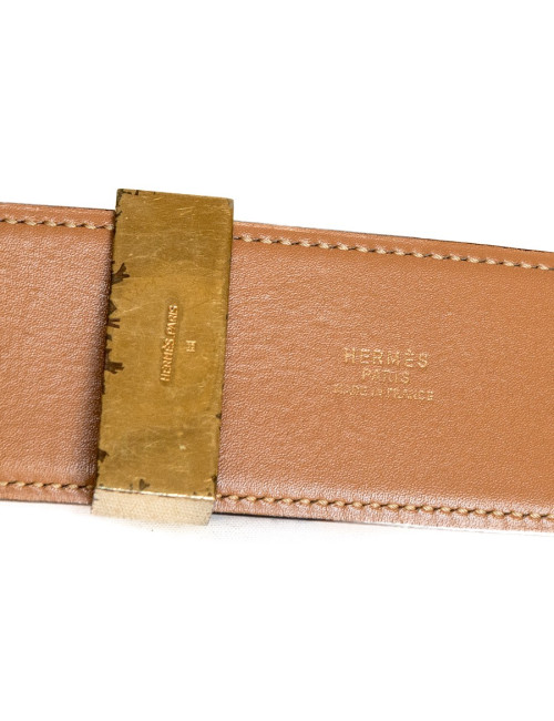 Ceinture Médor HERMES cuir bleu