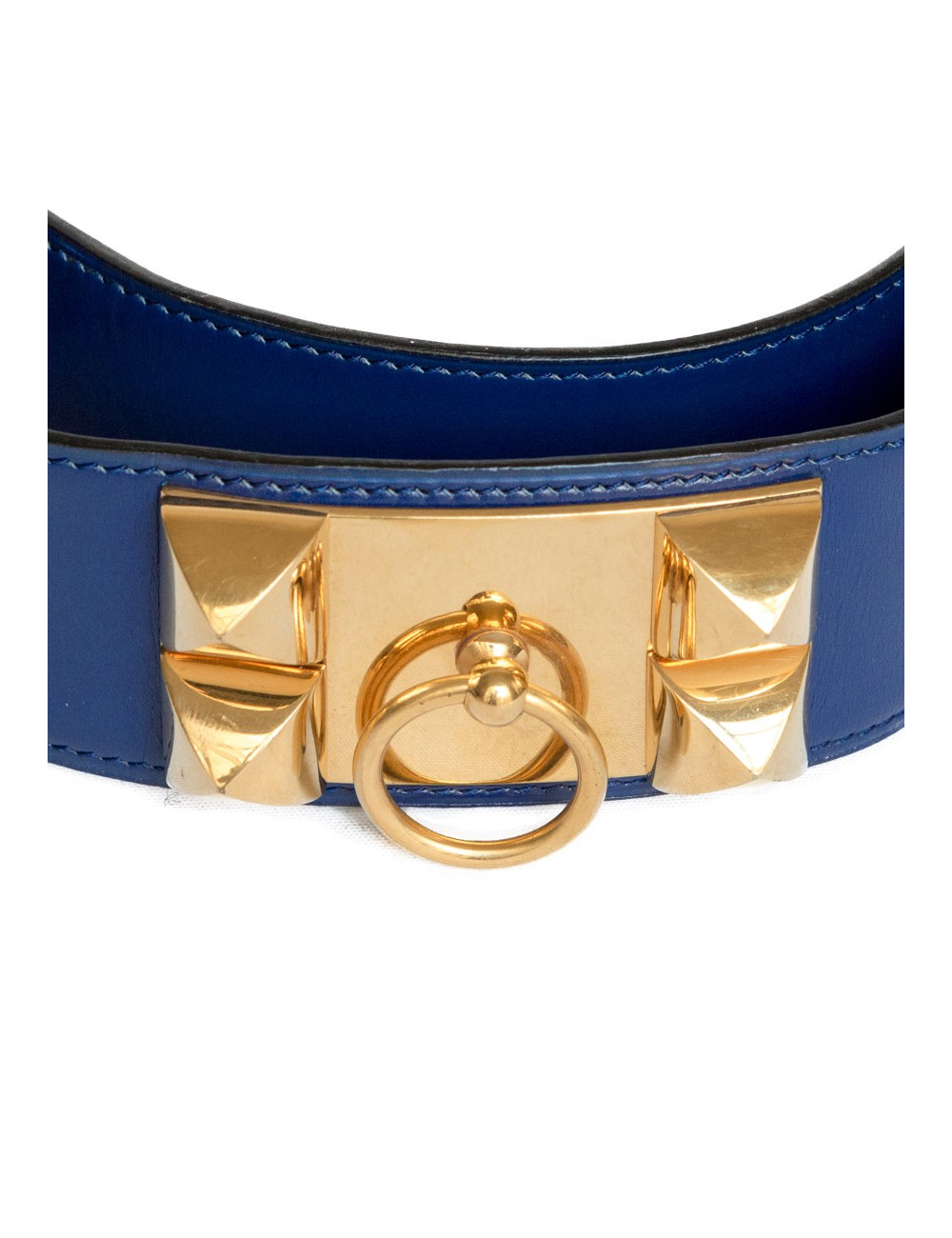 Ceinture Médor HERMES cuir bleu