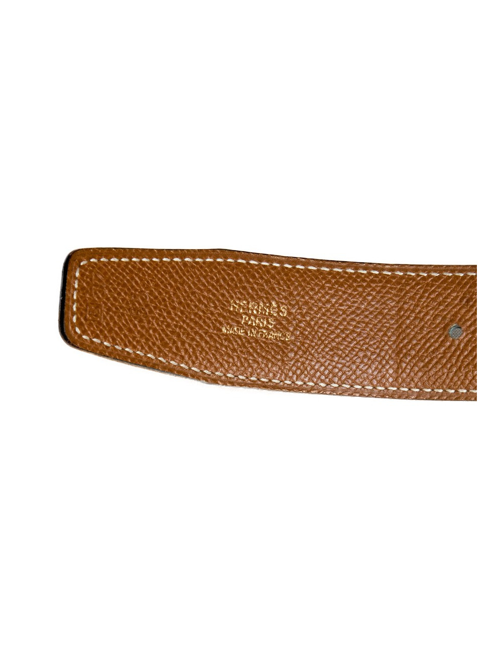 Ceinture H réversible HERMES cuir box et courchevel t65