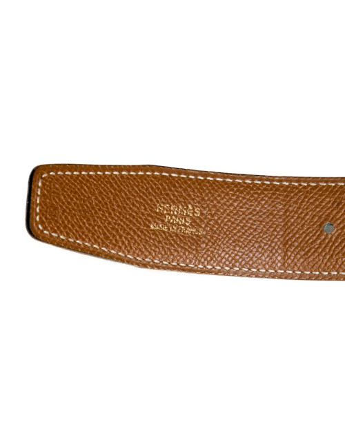 Ceinture H réversible HERMES cuir box et courchevel t65