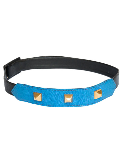 Ceinture  HERMES bicolore noire et bleue