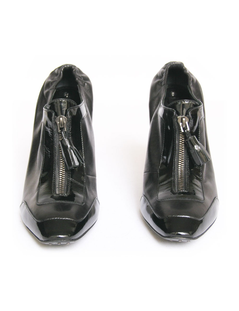 Low boots à talons CELINE T40 cuir noir et vernis