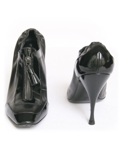 Low boots à talons CELINE T40 cuir noir et vernis 2