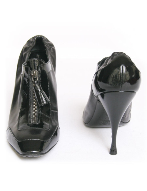 Low boots à talons CELINE T40 cuir noir et vernis