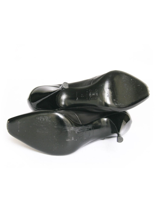 Low boots à talons CELINE T40 cuir noir et vernis