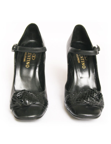 Escarpins VALENTINO t 39,5 cuir noir et python