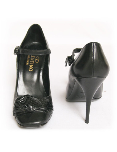 Escarpins VALENTINO t 39,5 cuir noir et python 2