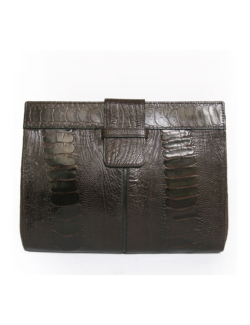 YVES SAINT LAURENT vintage clutch in brown ostrich leg leather