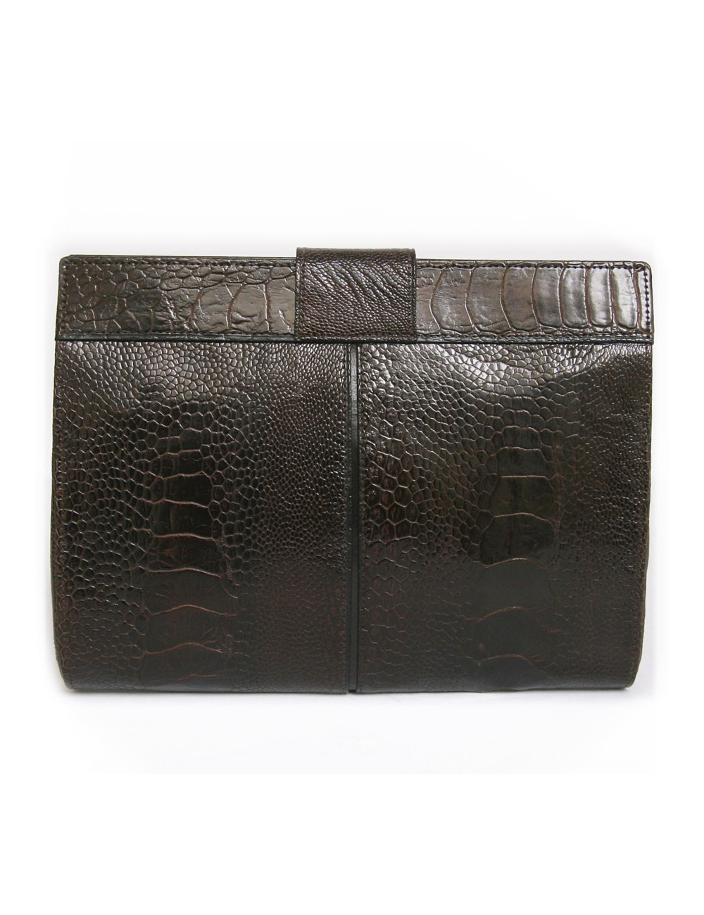 YVES SAINT LAURENT vintage clutch in brown ostrich leg leather