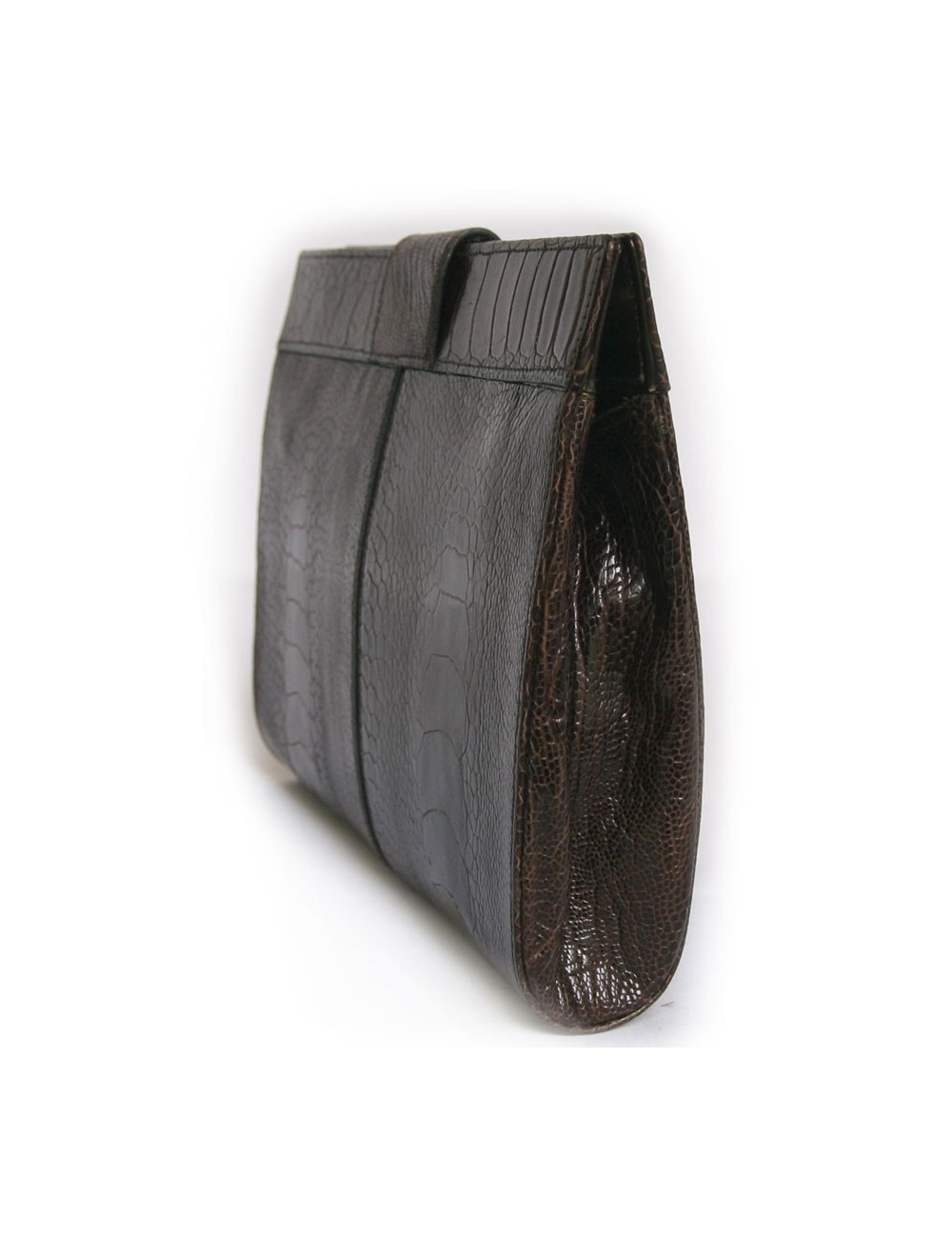 YVES SAINT LAURENT vintage clutch in brown ostrich leg leather