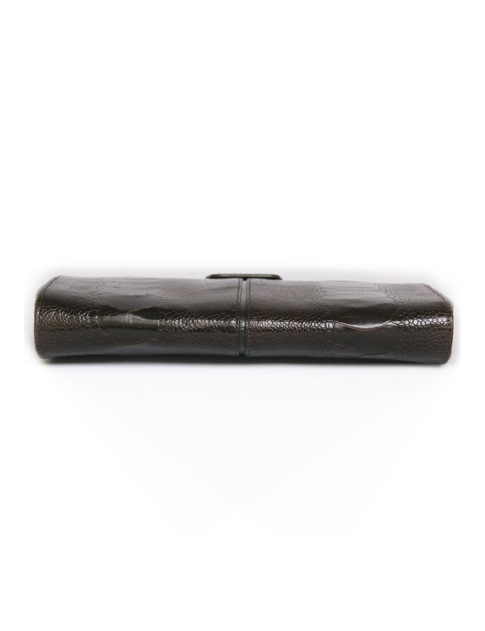YVES SAINT LAURENT vintage clutch in brown ostrich leg leather