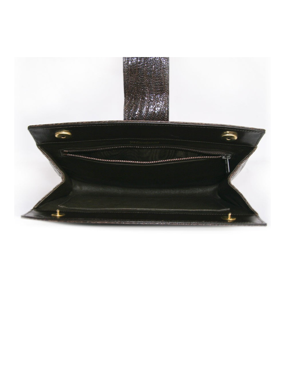 YVES SAINT LAURENT vintage clutch in brown ostrich leg leather