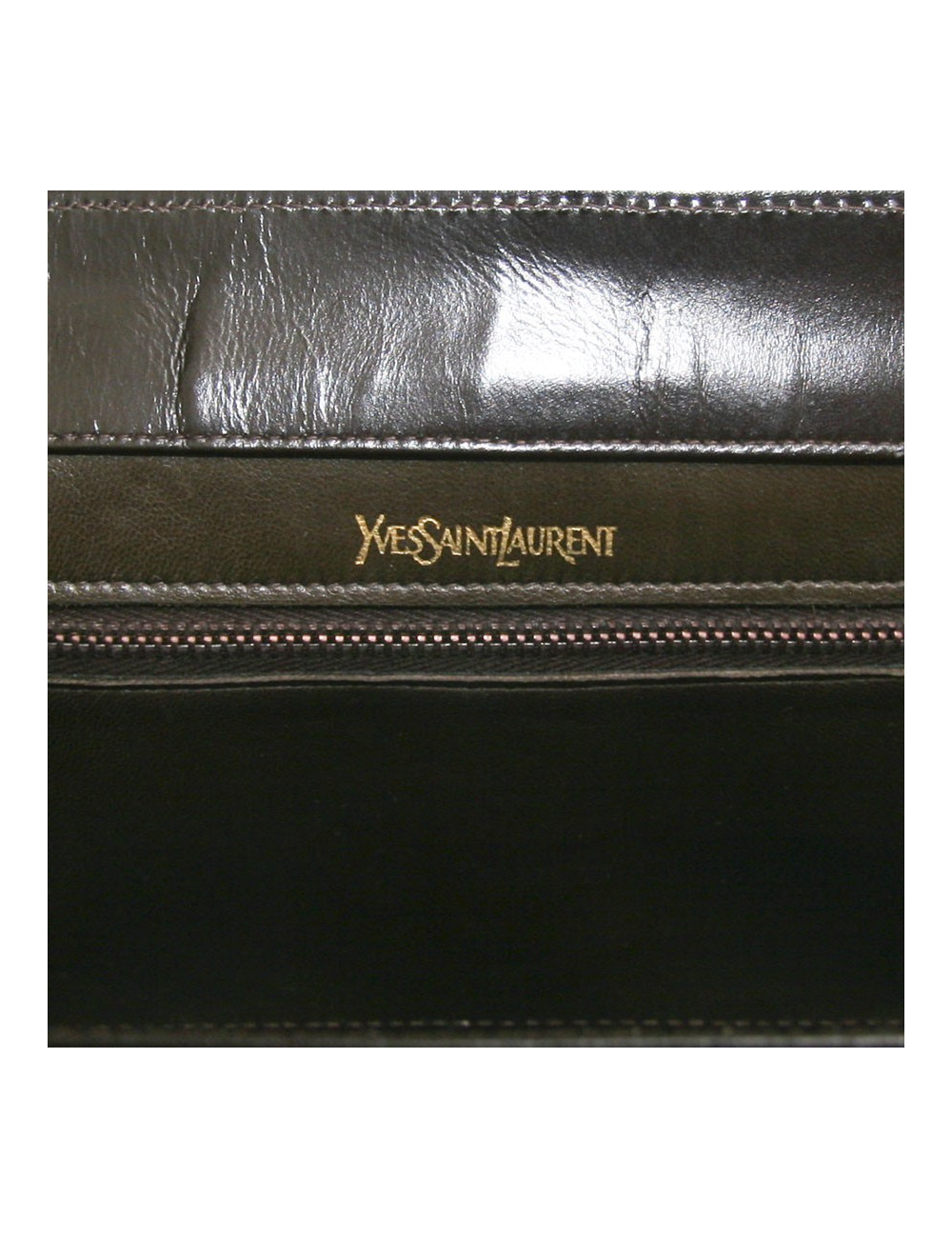 YVES SAINT LAURENT vintage clutch in brown ostrich leg leather