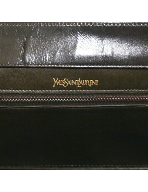 YVES SAINT LAURENT vintage clutch in brown ostrich leg leather