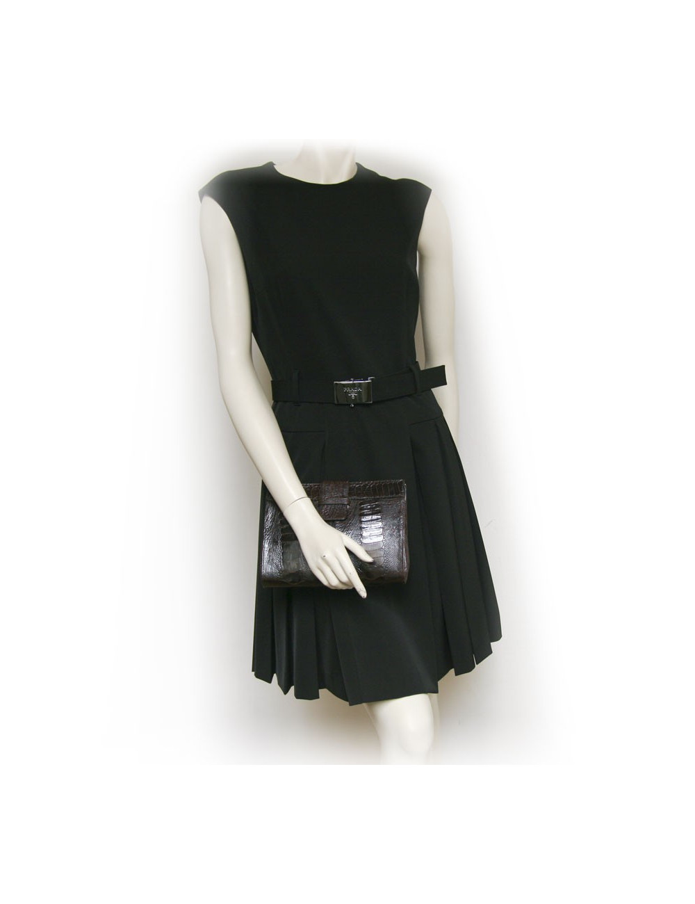 YVES SAINT LAURENT vintage clutch in brown ostrich leg leather