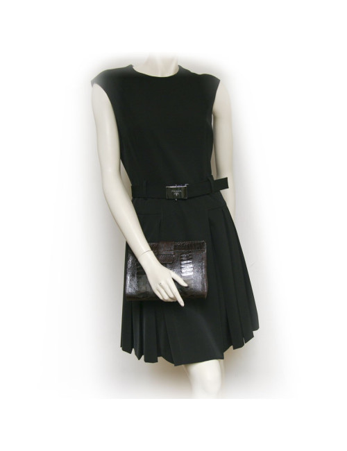 YVES SAINT LAURENT vintage clutch in brown ostrich leg leather