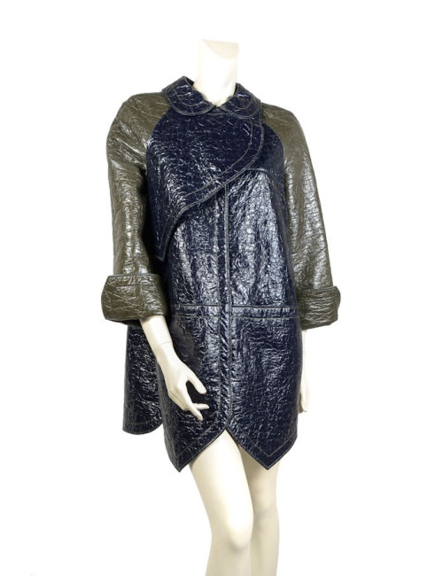 imperméable BALANCIAGA  t40  coton ciré kaki et bleu 