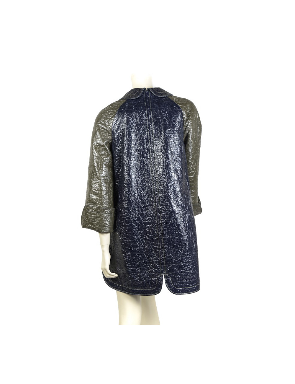 imperméable BALANCIAGA  t40  coton ciré kaki et bleu 