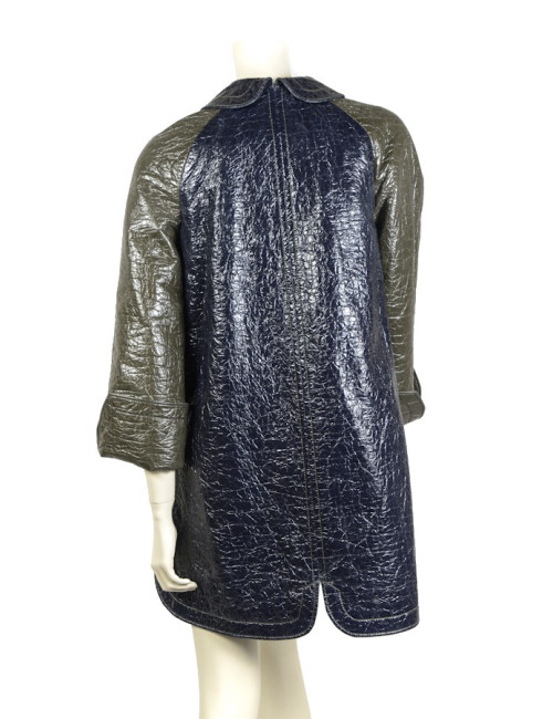 Imperméable BALENCIAGA  t40  coton ciré kaki et bleu 