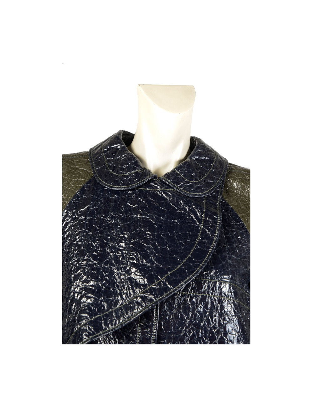 imperméable BALANCIAGA  t40  coton ciré kaki et bleu 