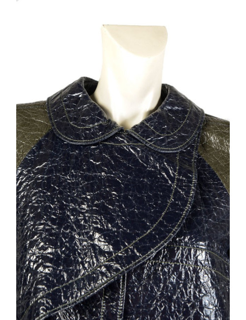 Imperméable BALENCIAGA  t40  coton ciré kaki et bleu 