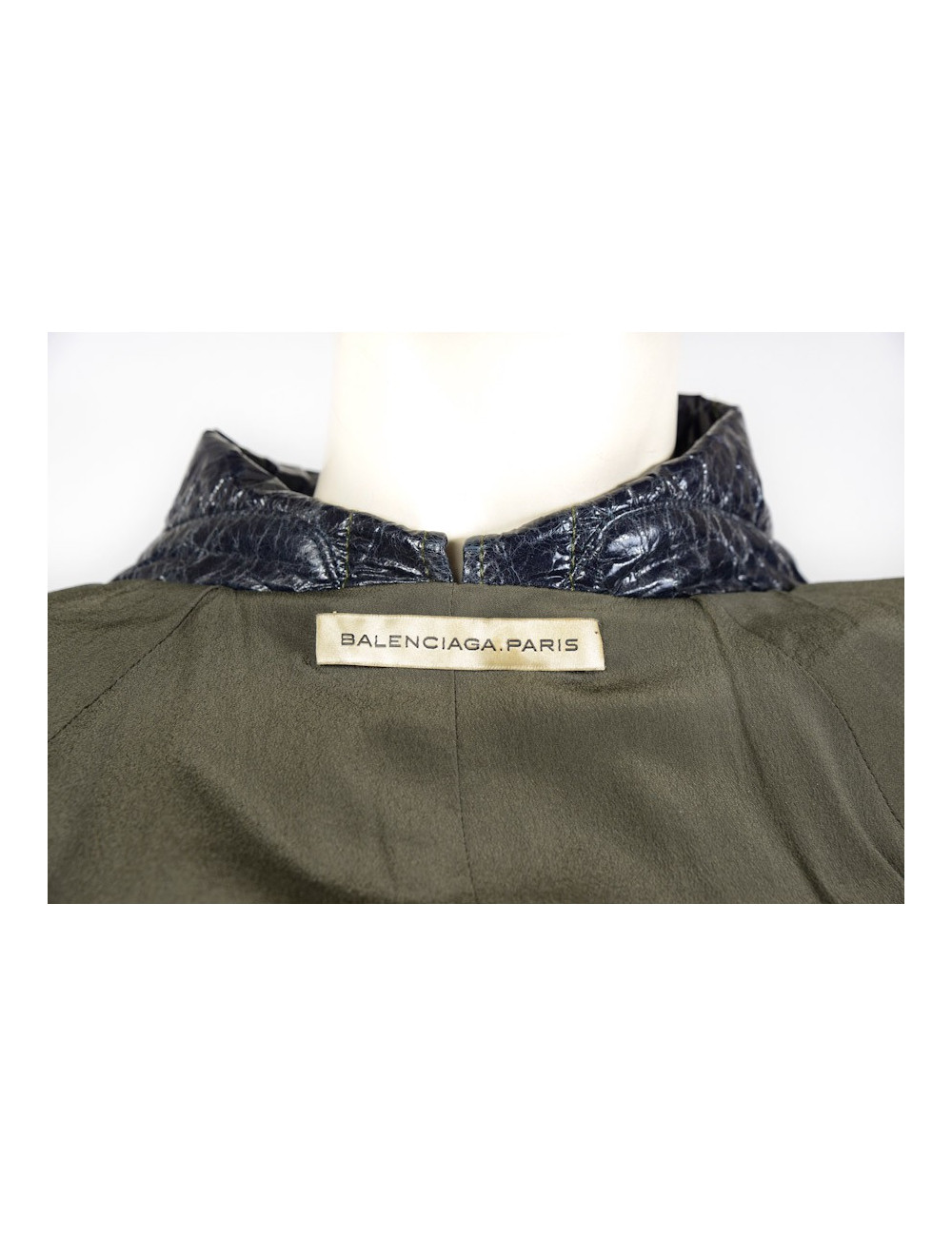 imperméable BALANCIAGA  t40  coton ciré kaki et bleu 