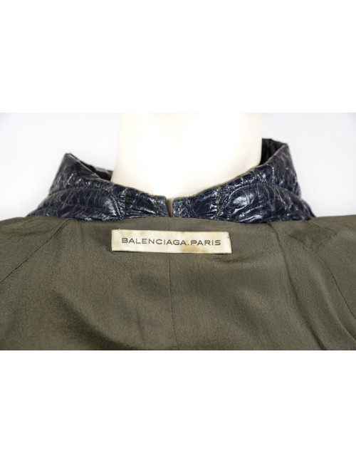 imperméable BALANCIAGA  t40  coton ciré kaki et bleu 