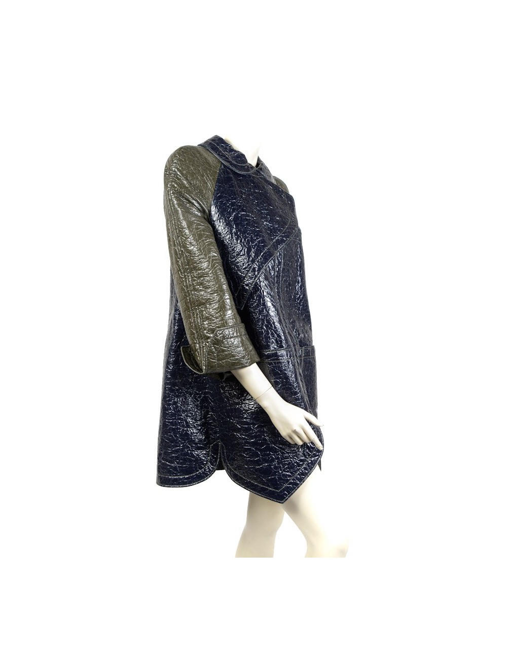 Imperméable BALENCIAGA  t40  coton ciré kaki et bleu 