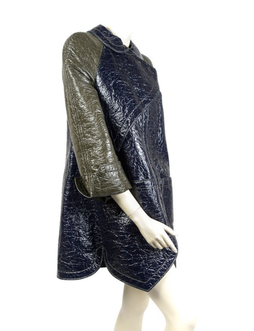 Imperméable BALENCIAGA  t40  coton ciré kaki et bleu 