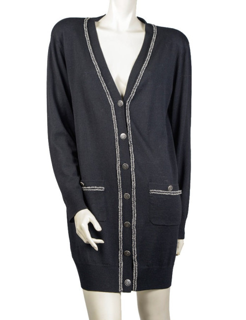 gilet long CHANEL T 40 noir en laine