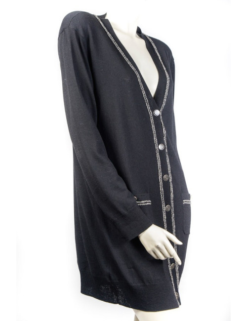 gilet long CHANEL T 40 noir en laine