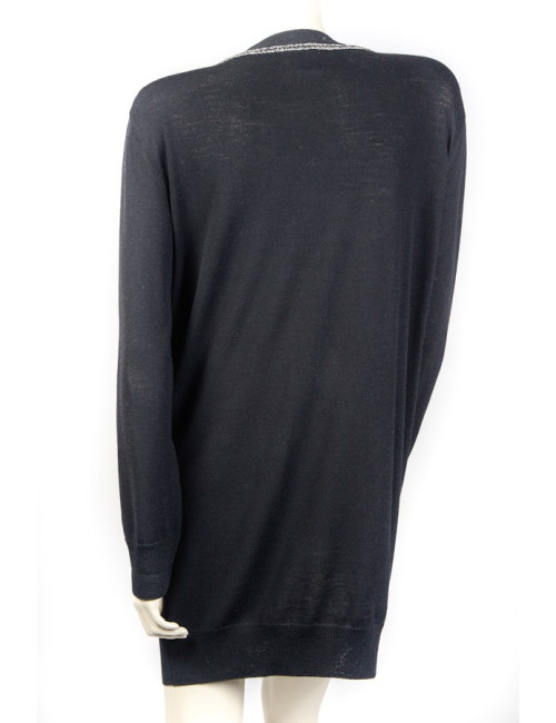 gilet long CHANEL T 40 noir en laine