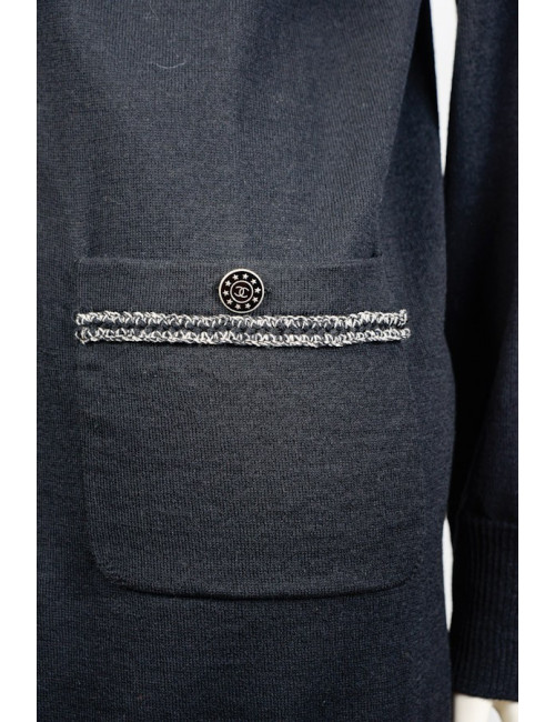 gilet long CHANEL T 40 noir en laine
