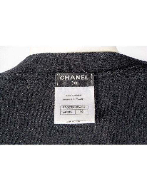 gilet long CHANEL T 40 noir en laine
