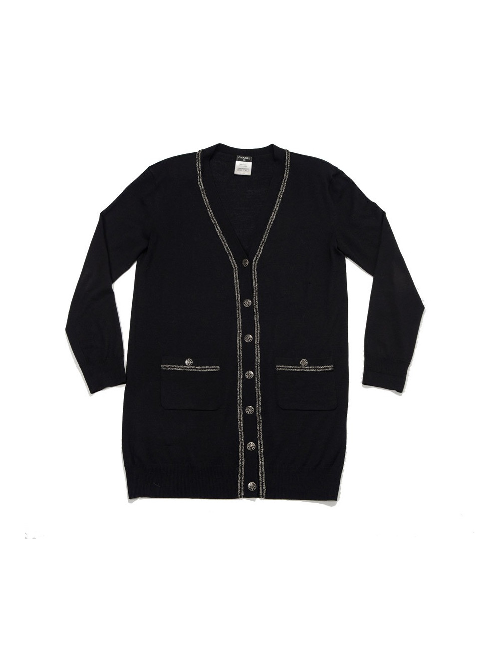 gilet long CHANEL T 40 noir en laine