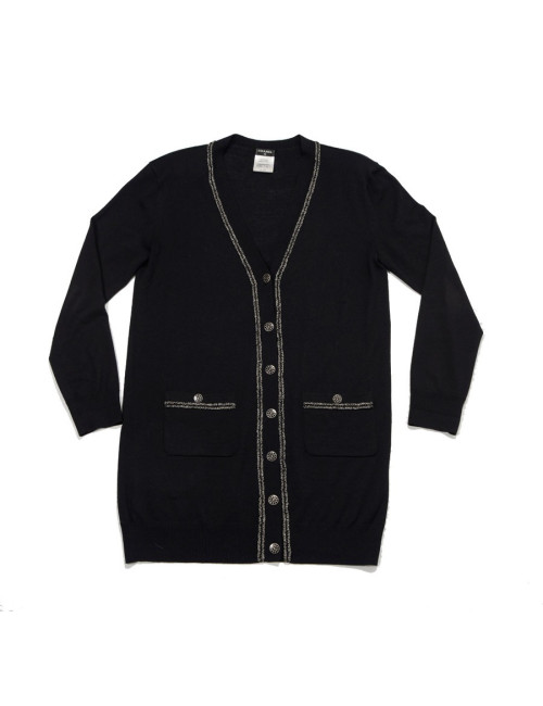 gilet long CHANEL T 40 noir en laine