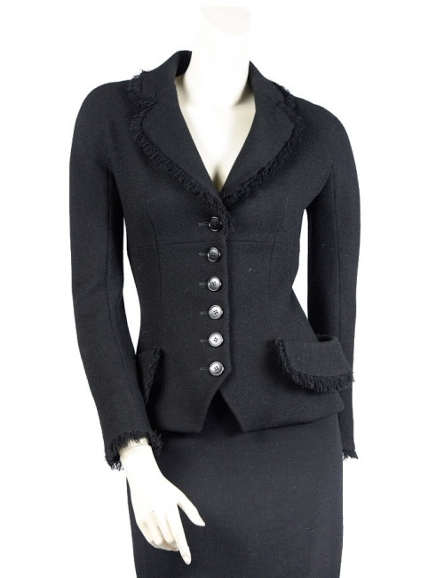 Veste CHRISTIAN DIOR cintrée en laine noire