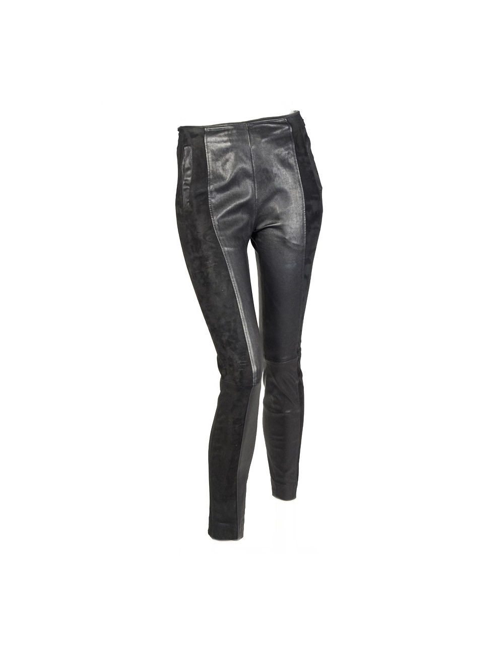 Pantalon BALANCIAGA T 34 cuir stretch noir