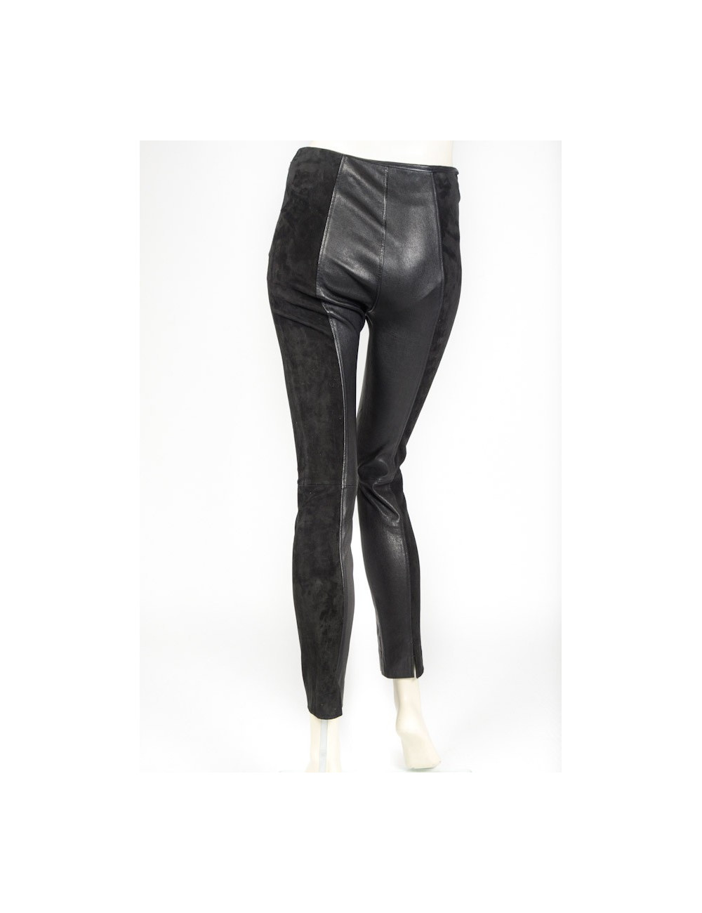 Pantalon BALENCIAGA T 34 cuir stretch noir