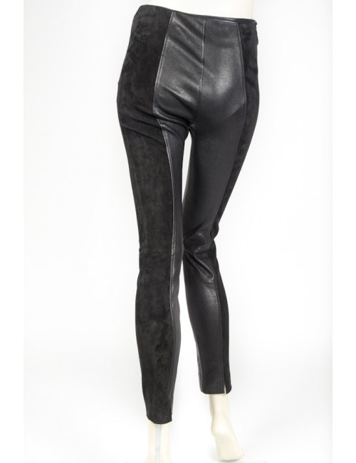 Pantalon BALANCIAGA T 34 cuir stretch noir