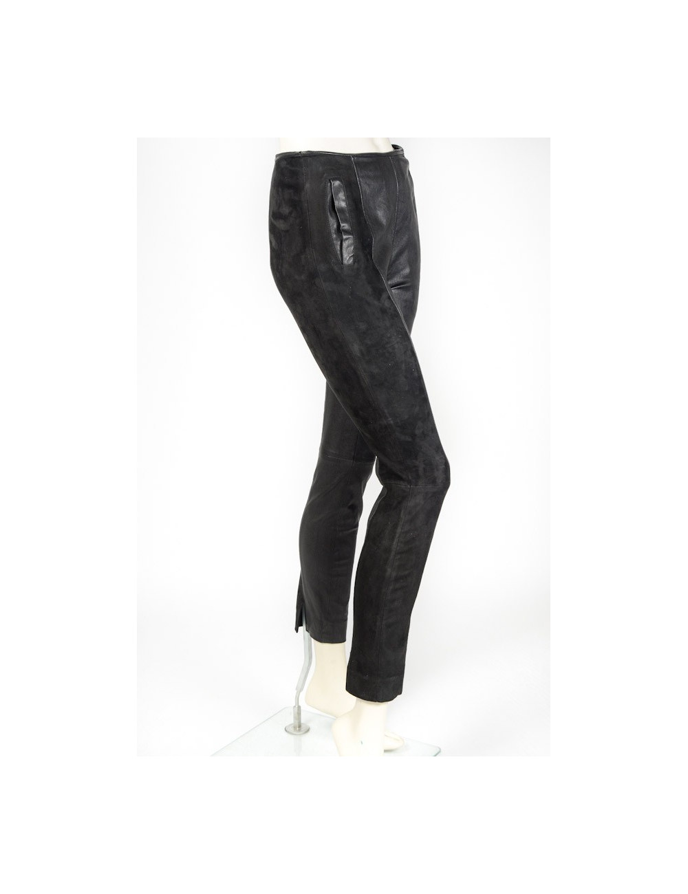 Pantalon BALENCIAGA T 34 cuir stretch noir
