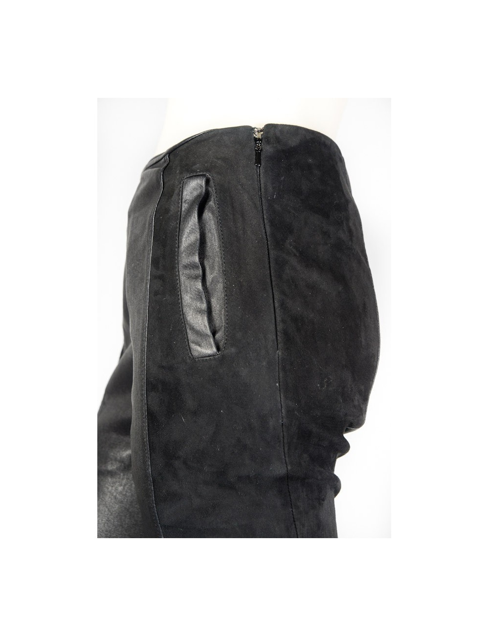 Pantalon BALENCIAGA T 34 cuir stretch noir