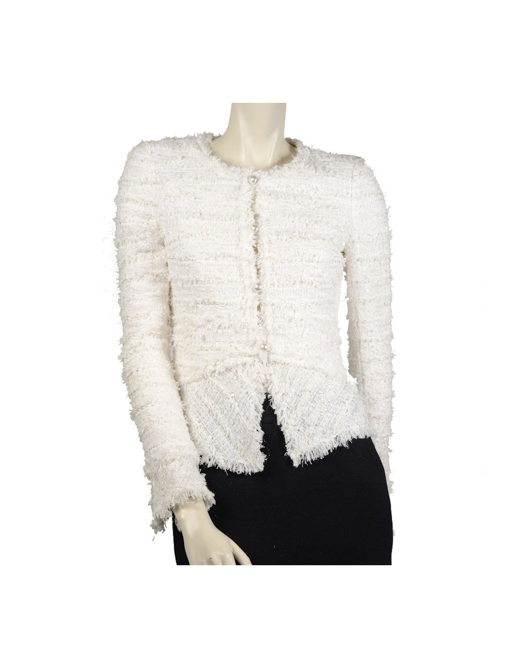 Veste CHANEL t 36 tweed blanc