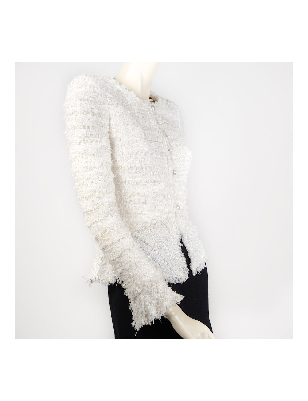 Veste CHANEL t 36 tweed blanc