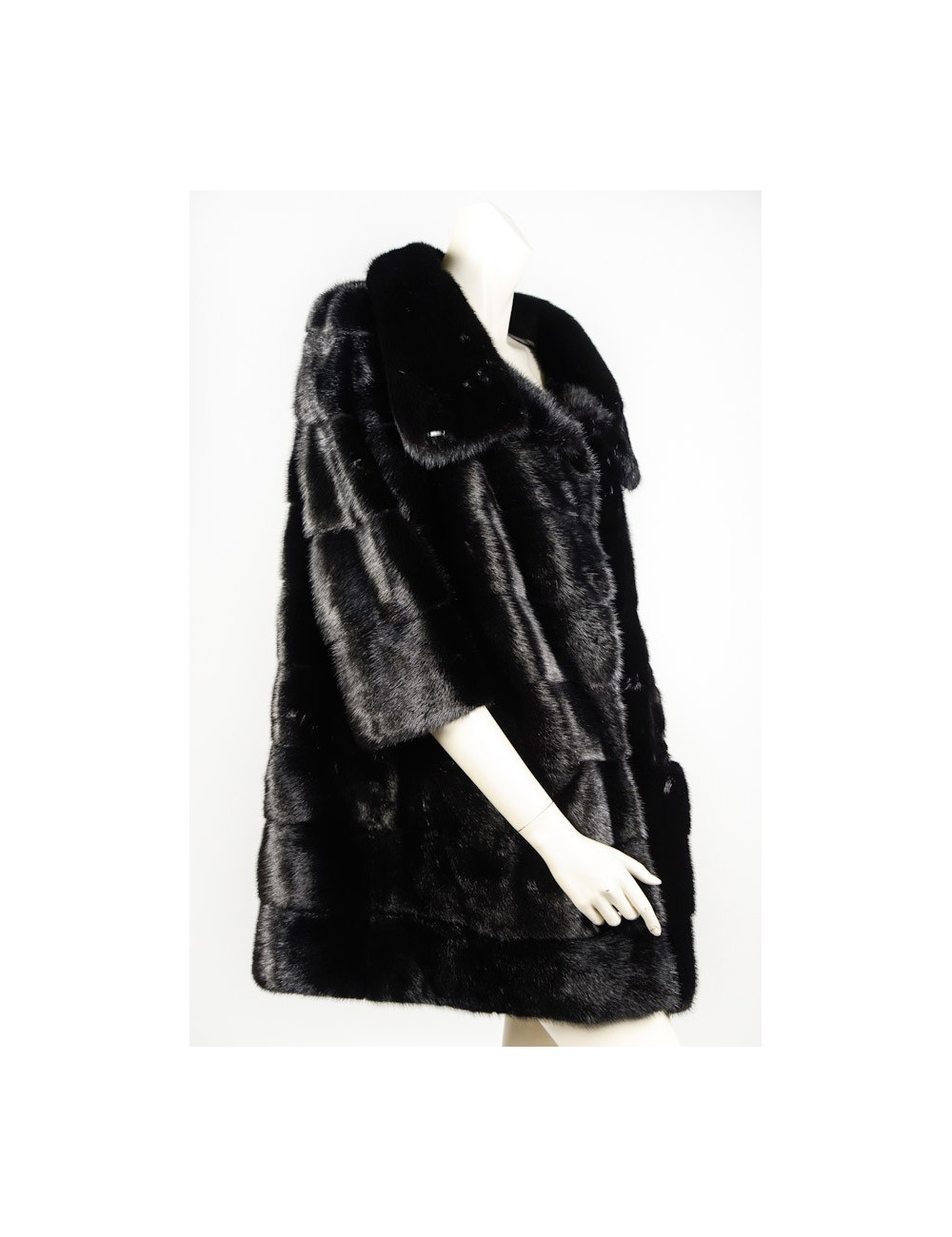 Manteau 3/4  SIMONETTA RAVIZZA en vison noir 